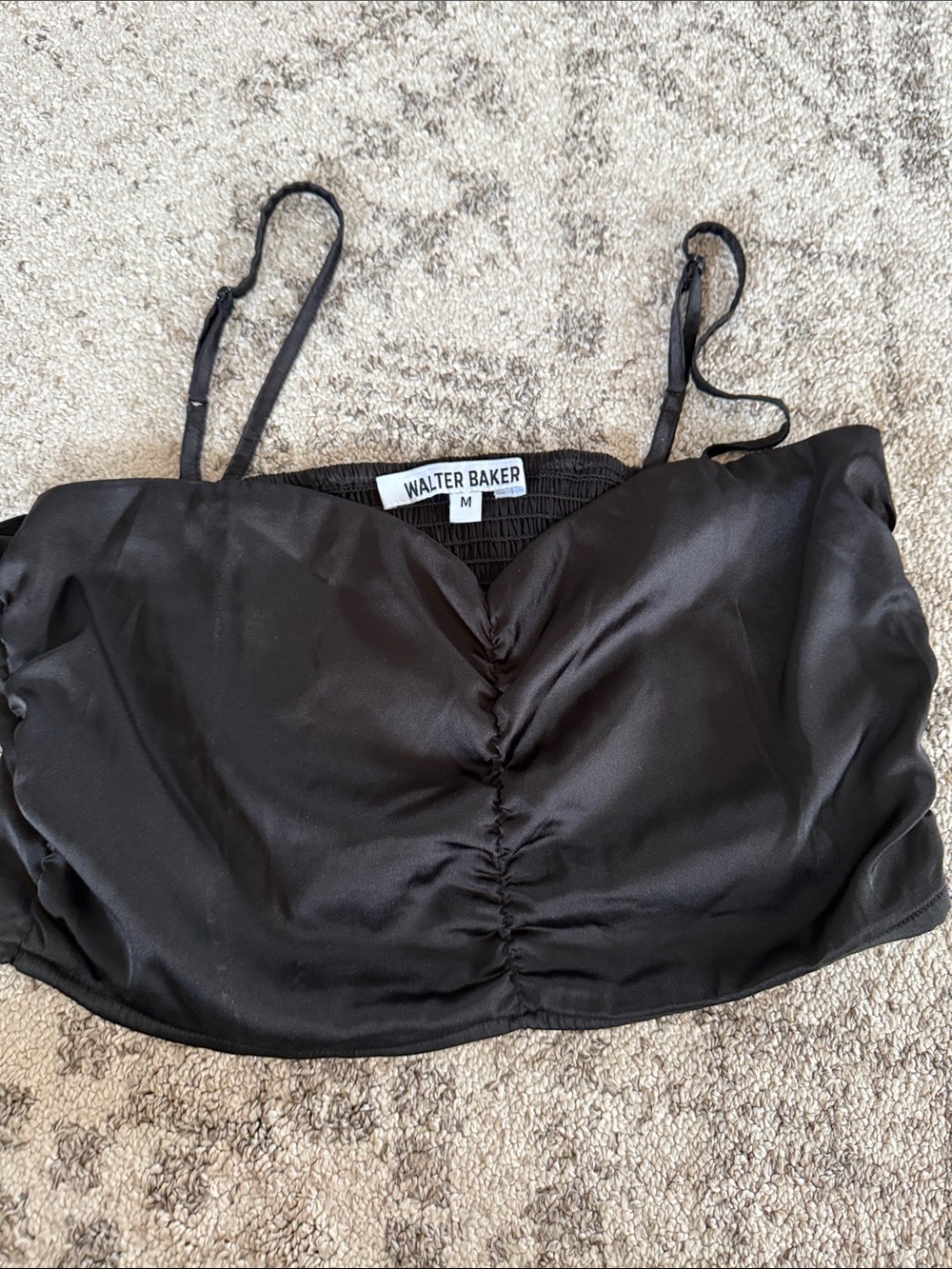 Walter Baker Black Satin Ruched Bandeau Cami